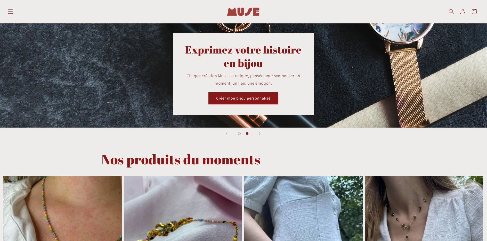 Page d'accueil de Muse bijoux
