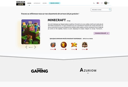 Page d'accueil du site Serveurliste